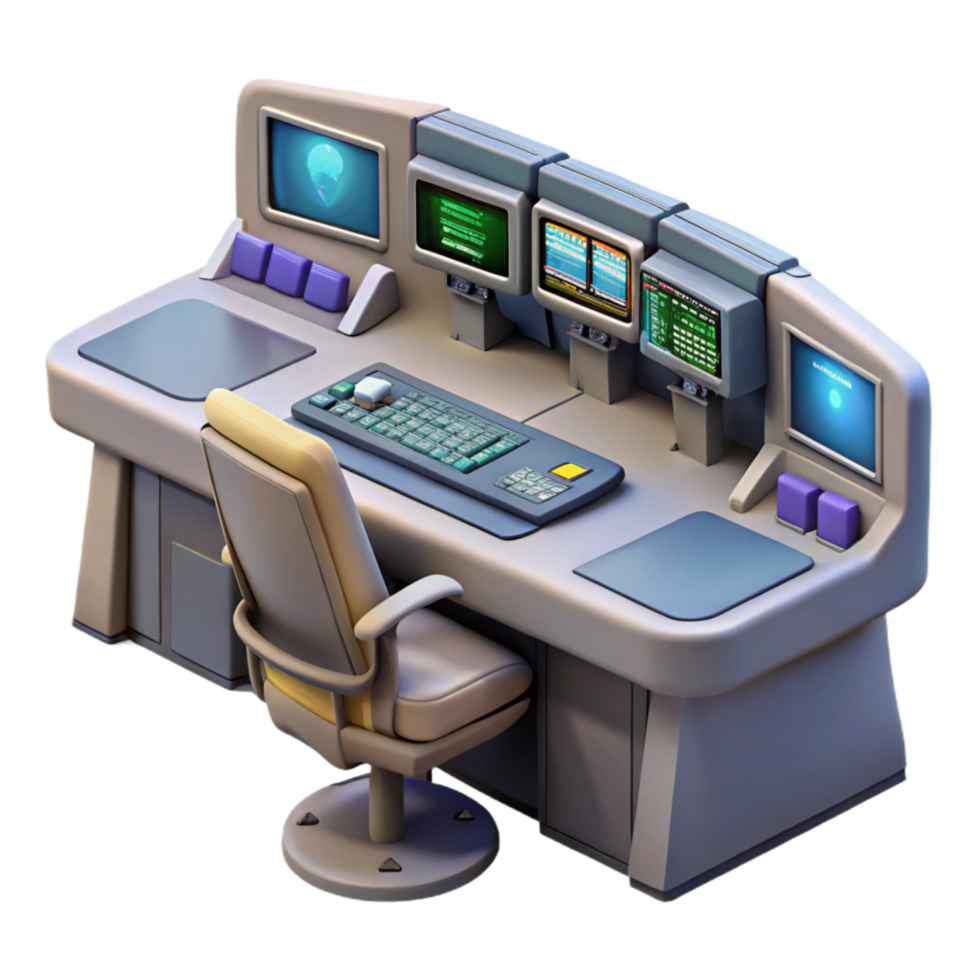 elegant traditional Mission Control Desk with Screens Cutout exclusive png