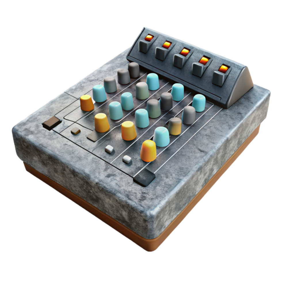 stunning classic Mixing Console Channel Faders Up Position Cutout Transparent Background detailed png