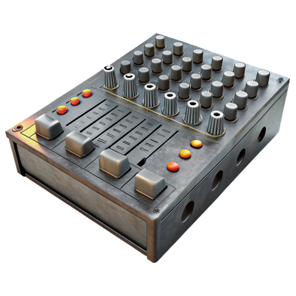 wonderful rustic Mixing Console Faders Down Low Angle Transparent Background high quality png