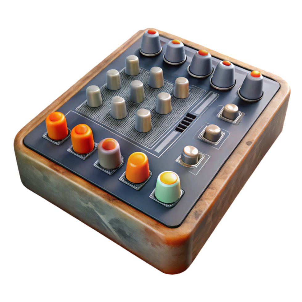 extraordinary minimalist Mixing Console Master Section Close Up Transparent Background genuine png