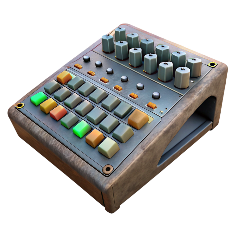 dramatic vintage Mixing Console Overview Wide Angle Transparent Background png