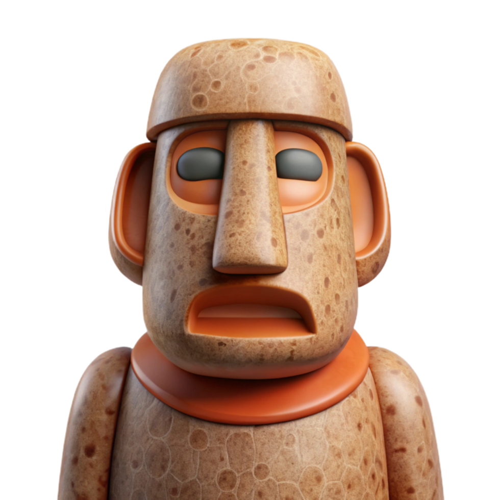 elegant artistic Moai Statue Front View Transparent Background high quality png
