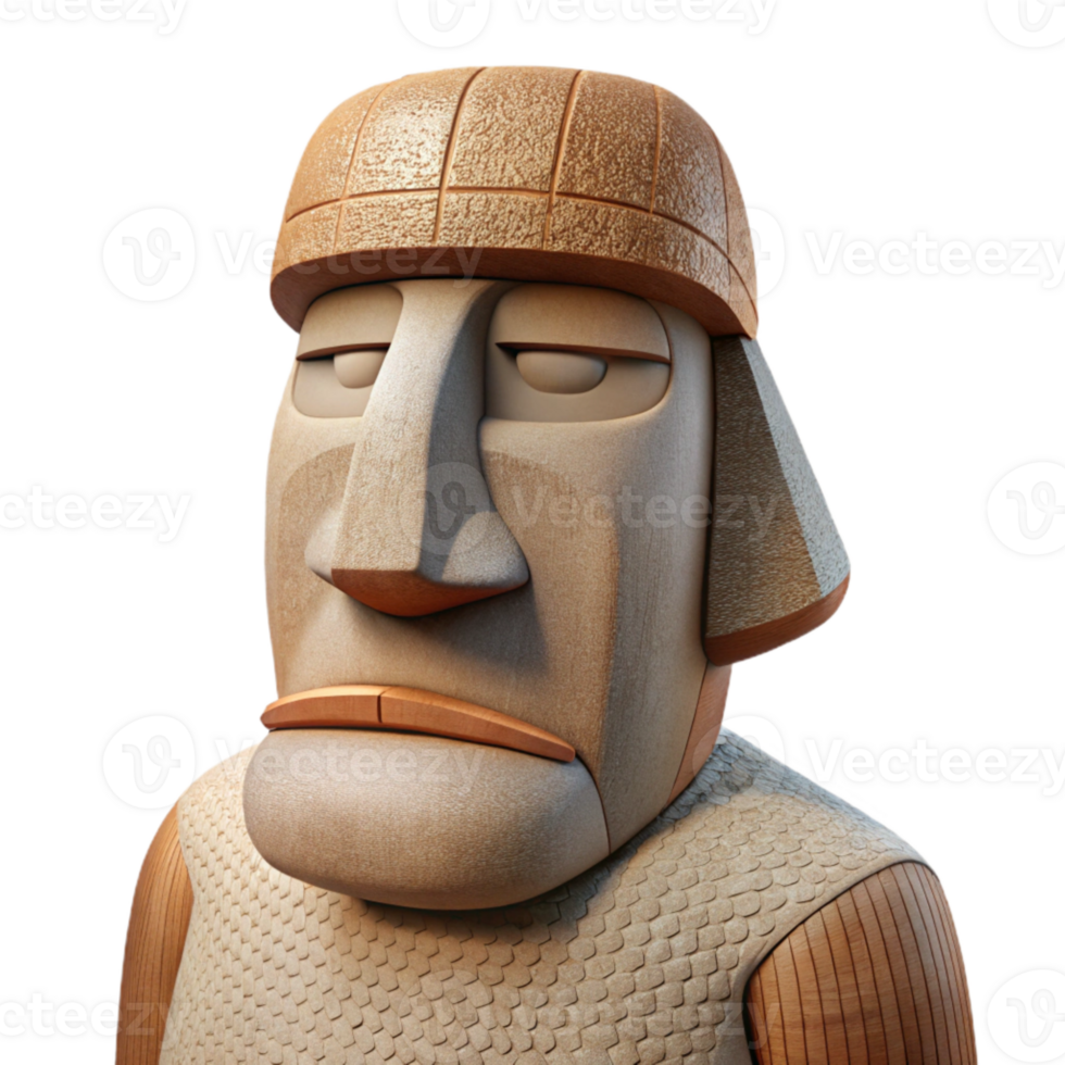 wonderful minimalist Moai Statue Front View Transparent Background high resolution png