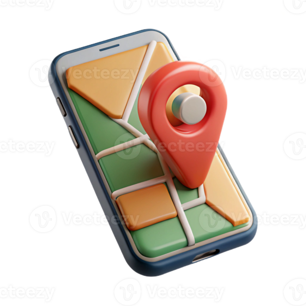 beautiful classic Mobile Phone with Map App Isolated genuine png