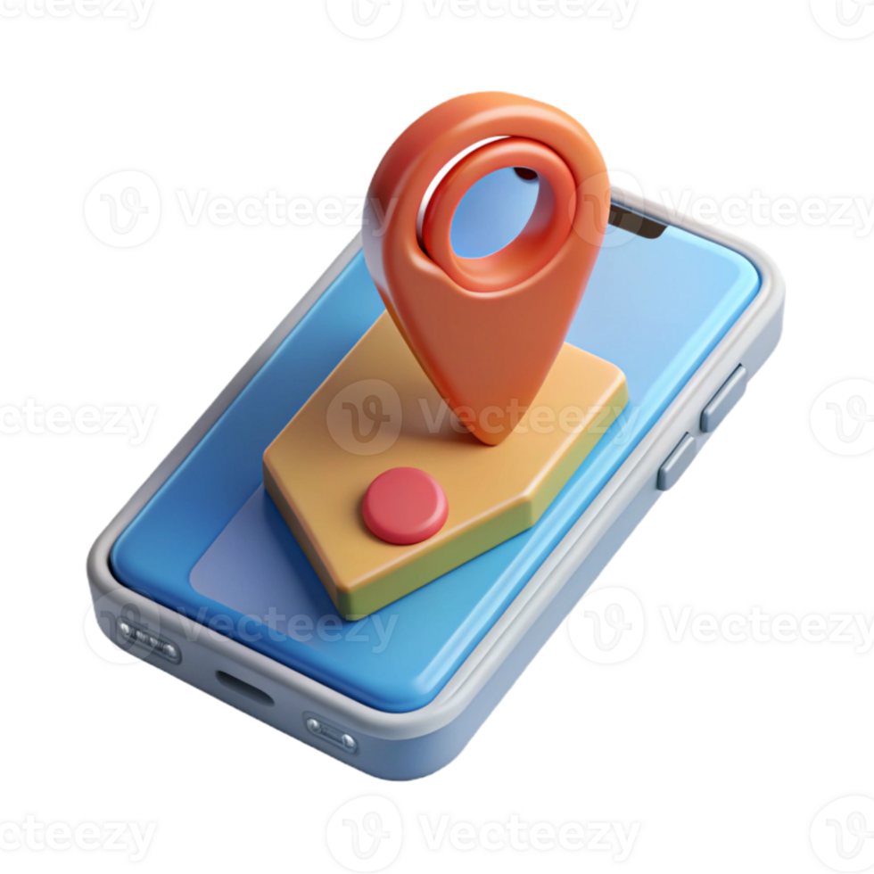 beautiful traditional Mobile Phone with Map App Isolated premium png