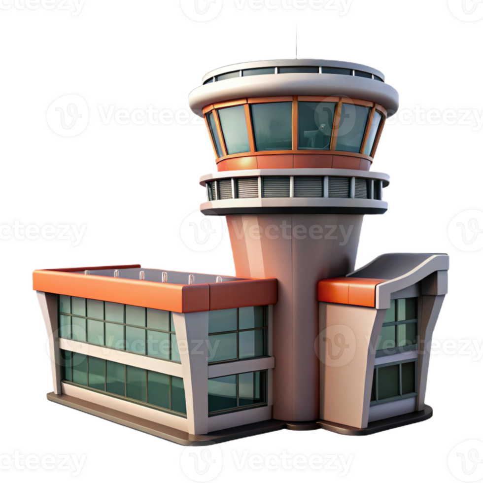 dramatic rustic Modern Airport Control Tower Exterior Day View Cutout genuine png