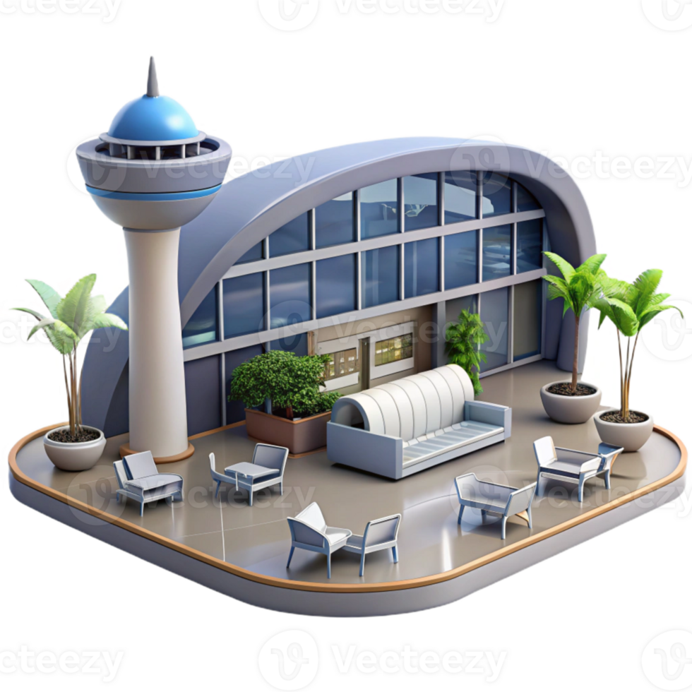 dramatic artistic Modern Airport Terminal Interior Day View Cutout authentic png