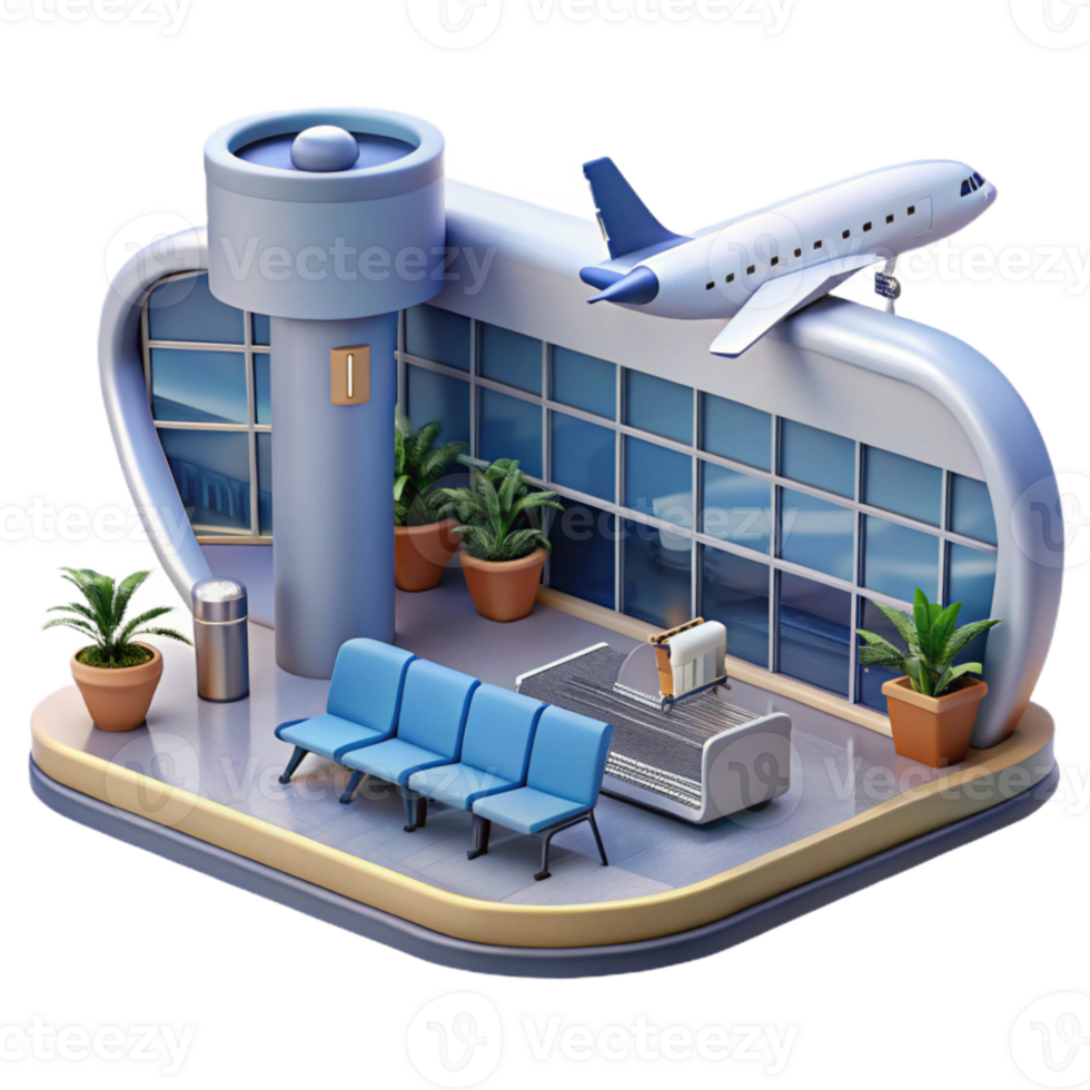 stunning abstract Modern Airport Terminal Interior Day View Cutout detailed png