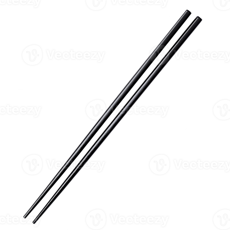 Minimalistic black chopsticks on transparent background for asian cuisine png