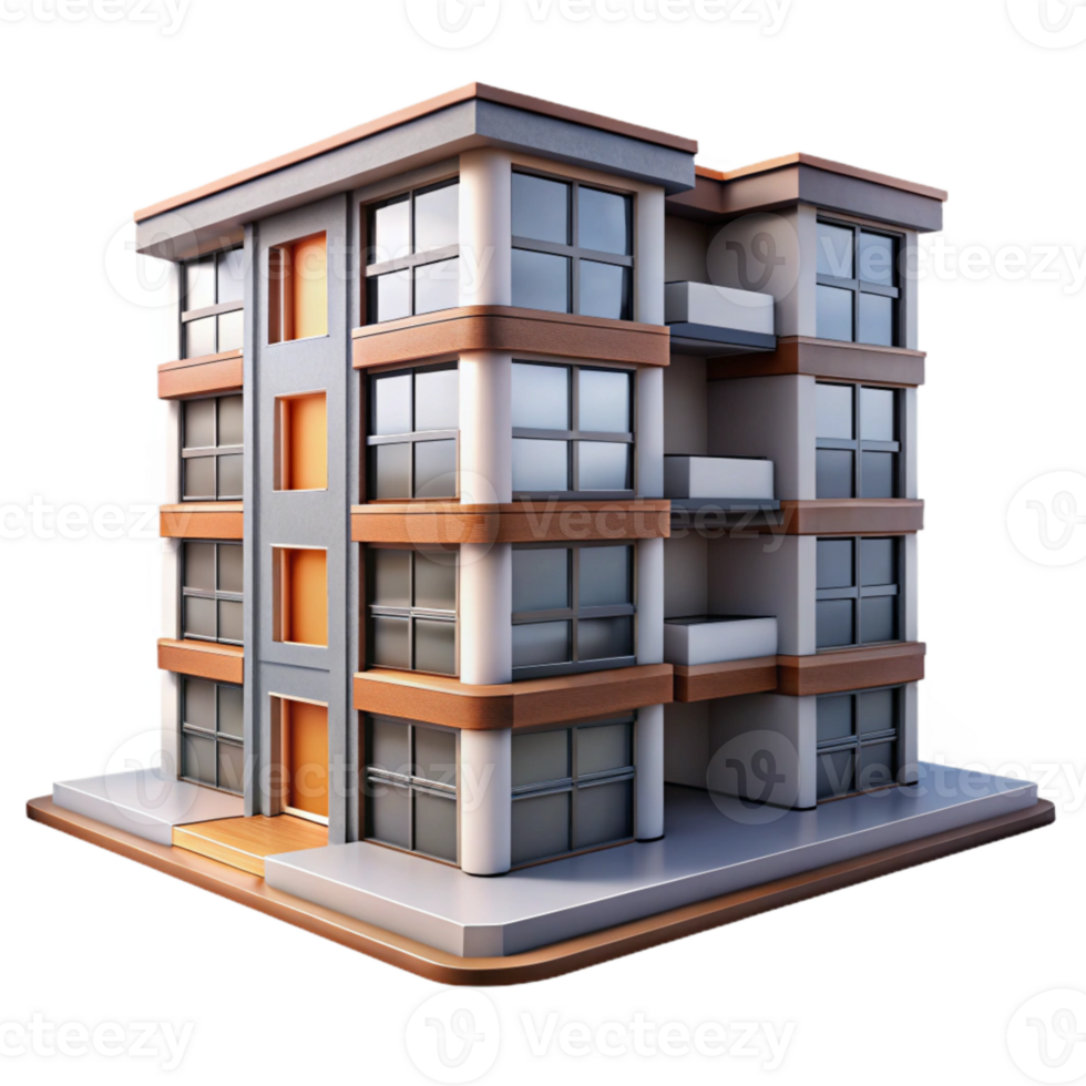 magnificent classic Modern Apartment Building Front View Isolated high resolution png
