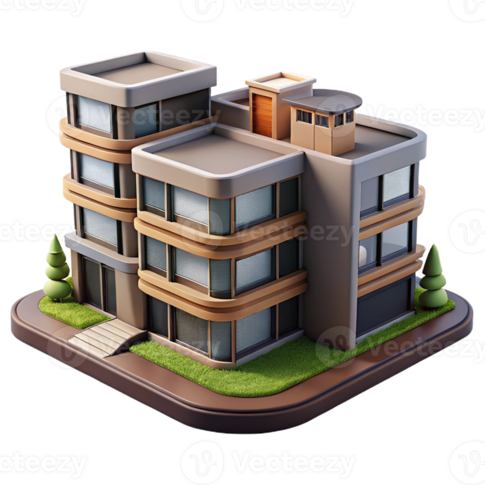 vibrant traditional Modern Apartment Complex Isolated detailed png