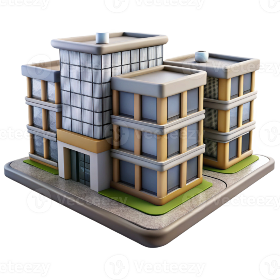 wonderful abstract Modern Apartment Complex Isolated high quality png