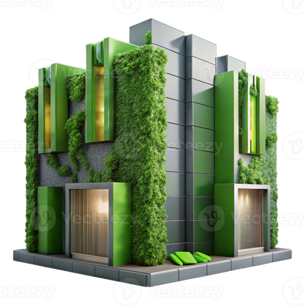 extraordinary vintage Modern Architecture Green Wall Cutout detailed png