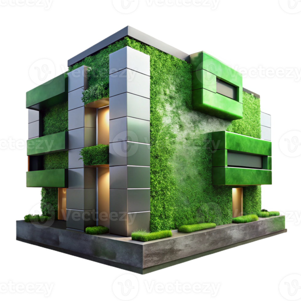 wonderful creative Modern Architecture Green Wall Cutout high resolution png