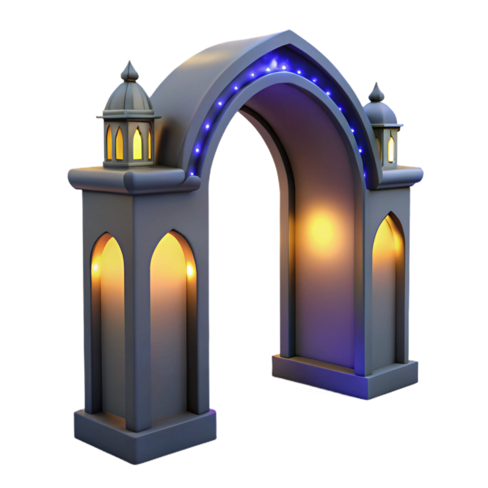 dramatic vintage Modern Archway Illuminated Night View Cutout Isolated high resolution png