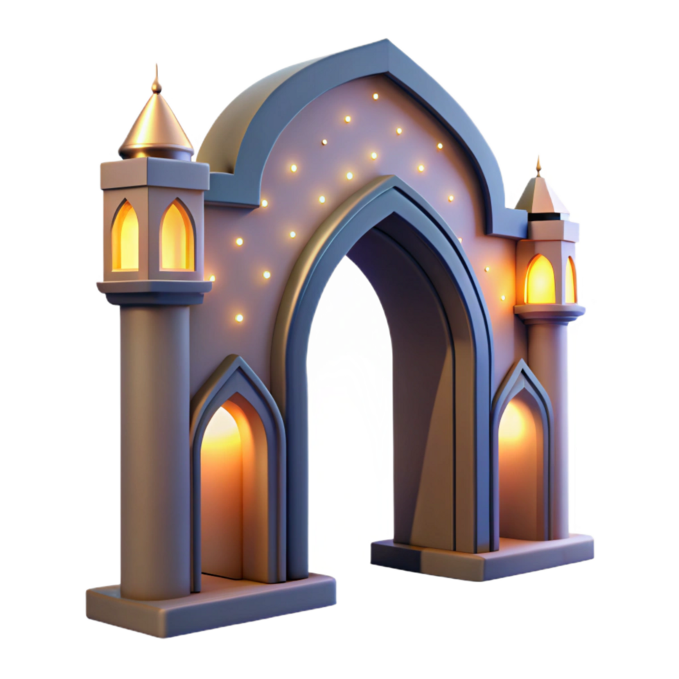 dramatic traditional Modern Archway Illuminated Night View Cutout Isolated original png