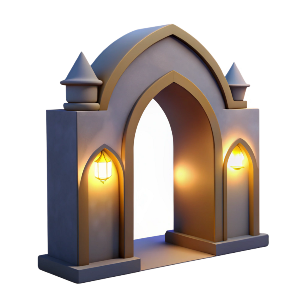 elegant minimalist Modern Archway Illuminated Night View Cutout Isolated professional png