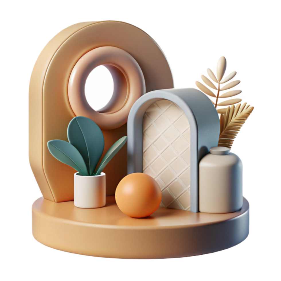 vibrant contemporary Modern Art Installation Minimalist Style Cutout high resolution png