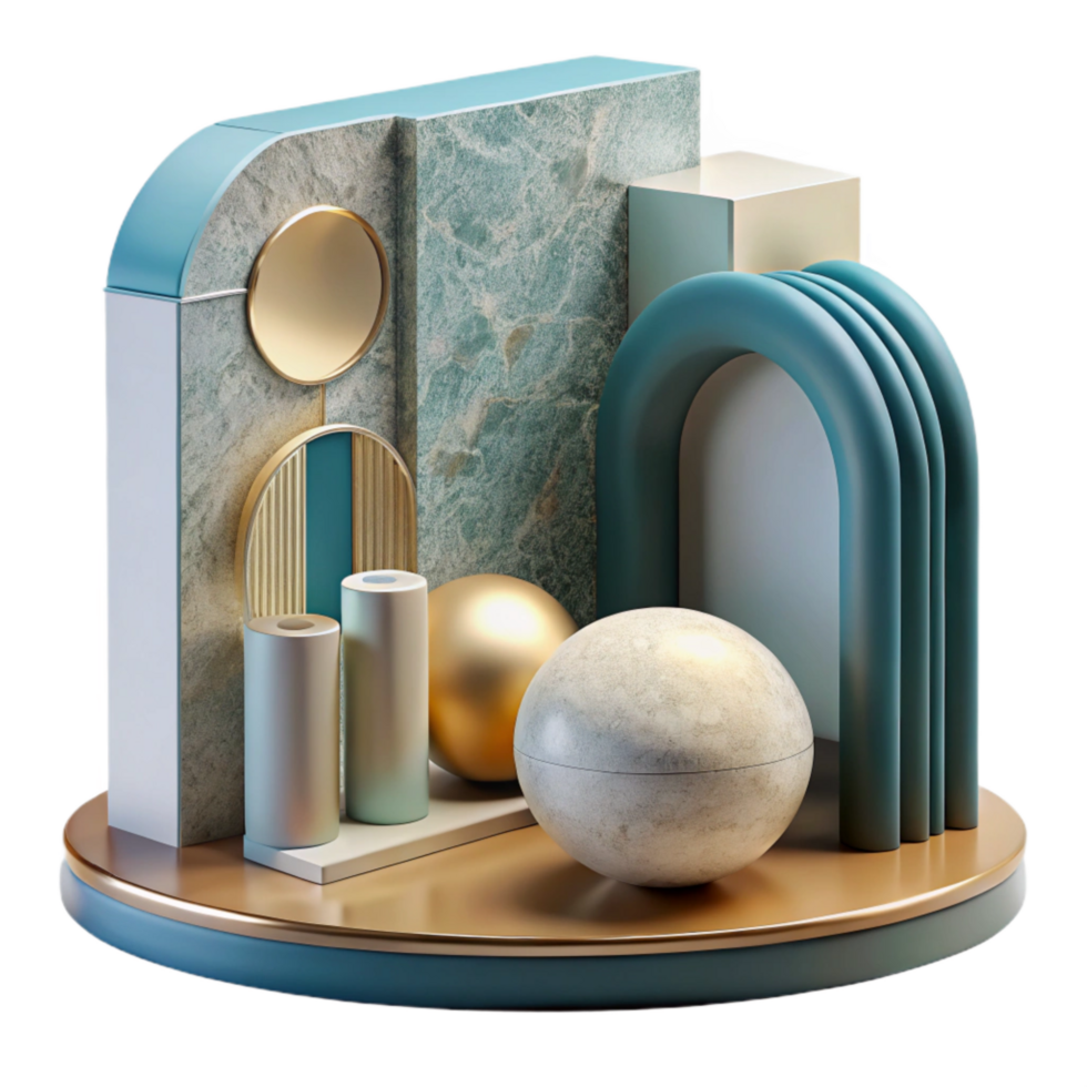 vibrant artistic Modern Art Installation Side View Transparent Background professional png