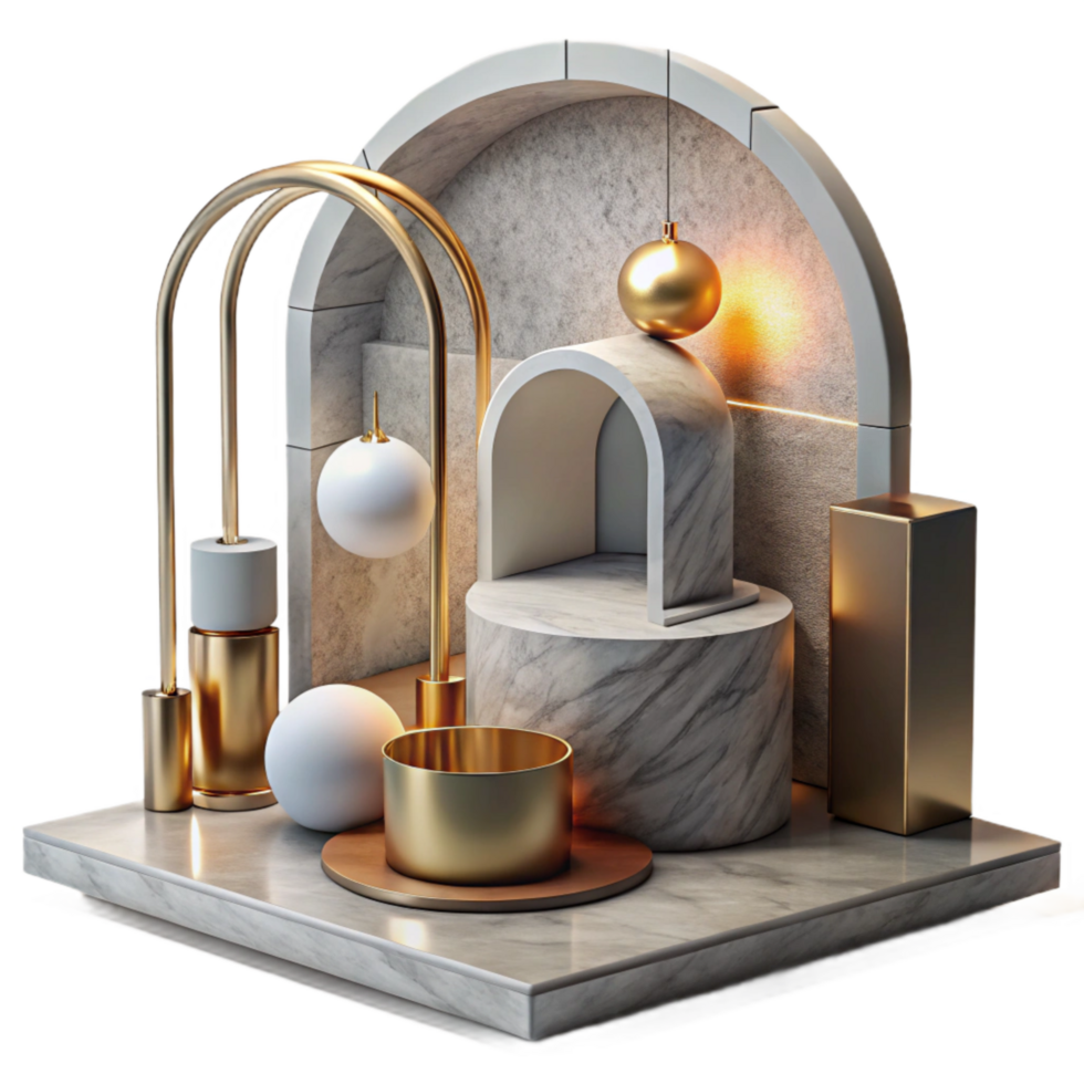 impressive abstract Modern Art Installation with Lighting Effects Isolated high quality png