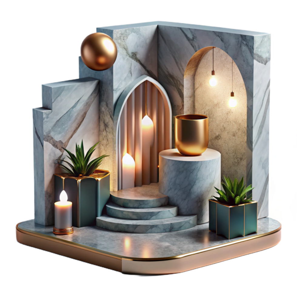 impressive modern Modern Art Installation with Lighting Effects Isolated authentic png