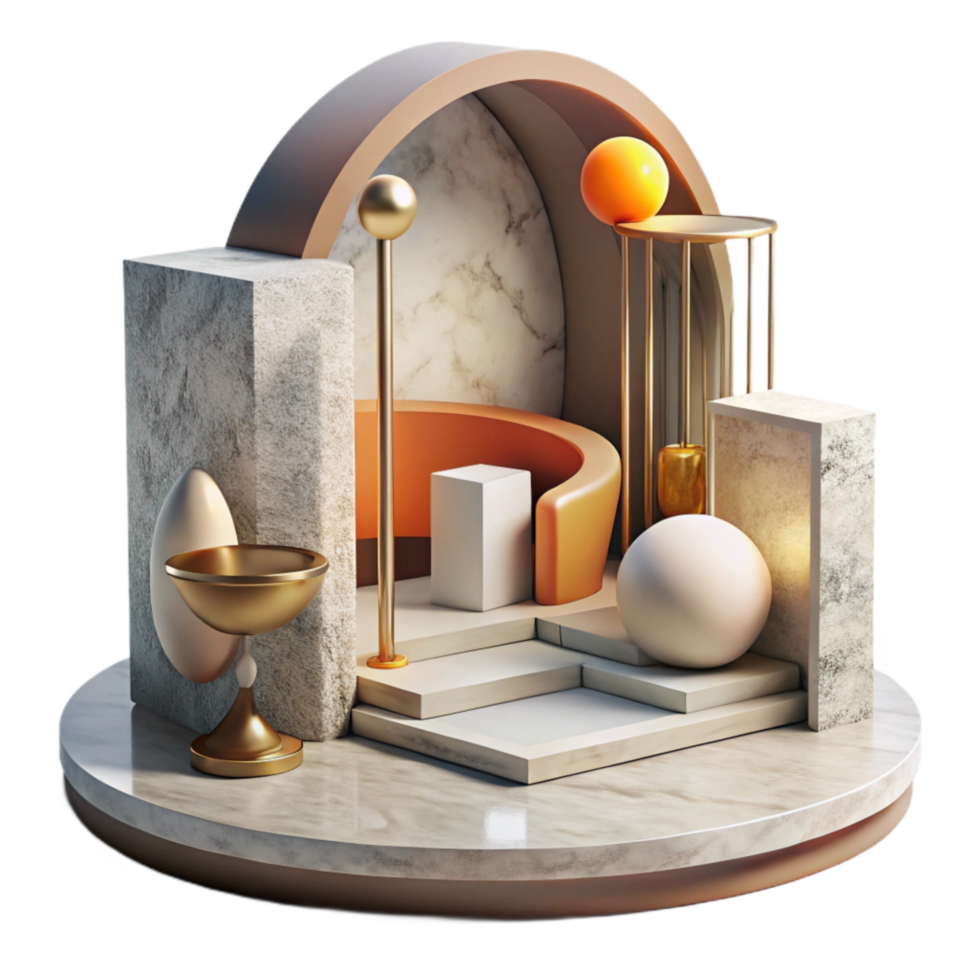 elegant vintage Modern Art Installation with Lighting Effects Isolated professional png