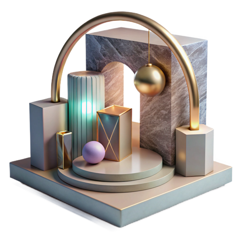 dramatic vintage Modern Art Installation with Lighting Effects Isolated exclusive png