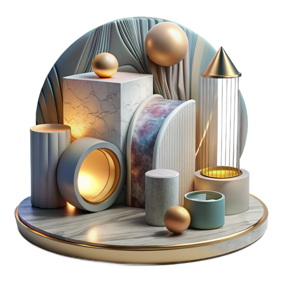 wonderful contemporary Modern Art Installation with Lighting Effects Isolated high resolution png