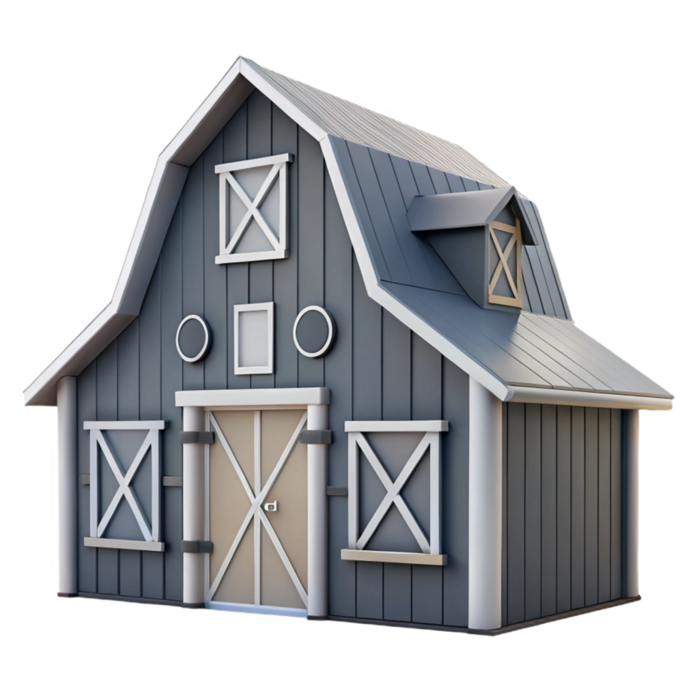 impressive artistic Modern Barn Exterior Grey and White Cutout Element original png