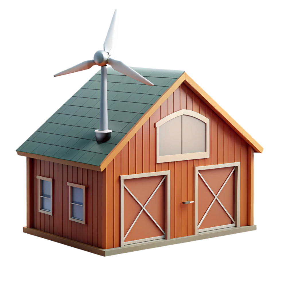 magnificent traditional Modern Barn Exterior with Wind Turbine Isolated original png