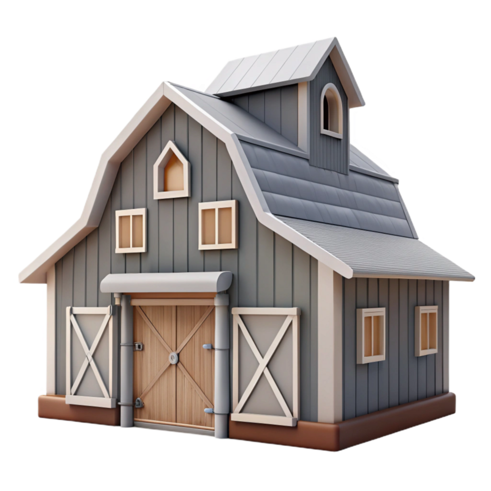 beautiful modern Modern Barn Exterior Grey and White Cutout Element premium png