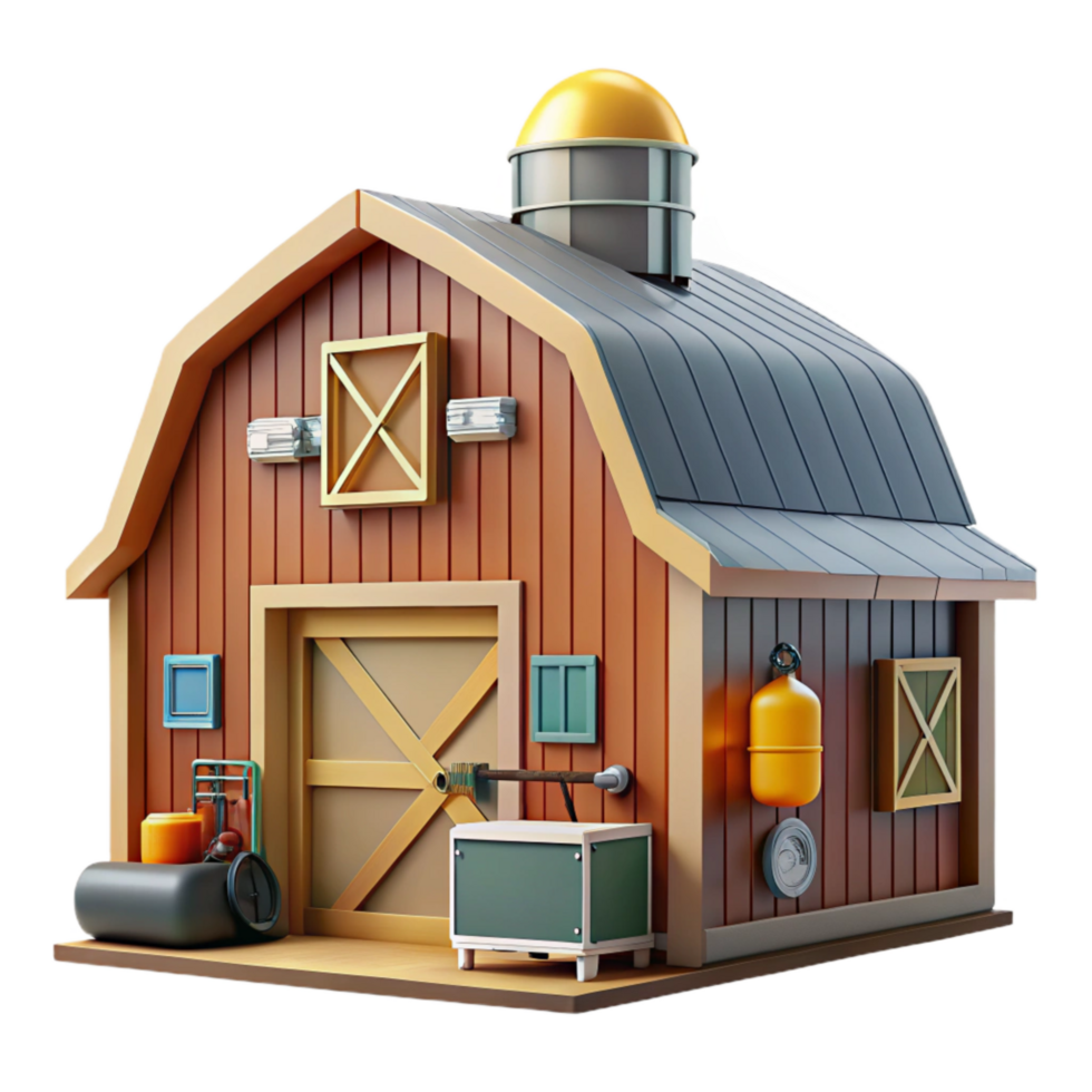 stunning rustic Modern Barn Interior with Cows Isolated detailed png
