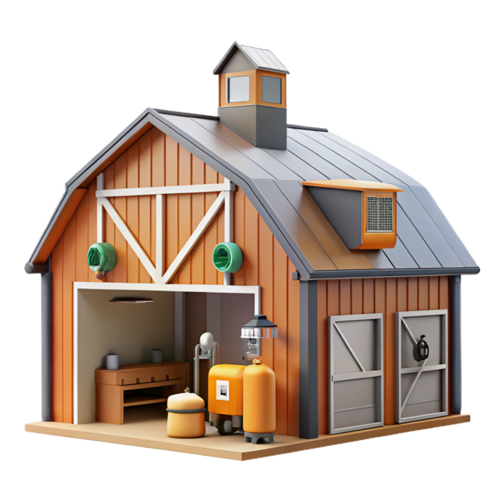 wonderful rustic Modern Barn Interior with Cows Isolated authentic png