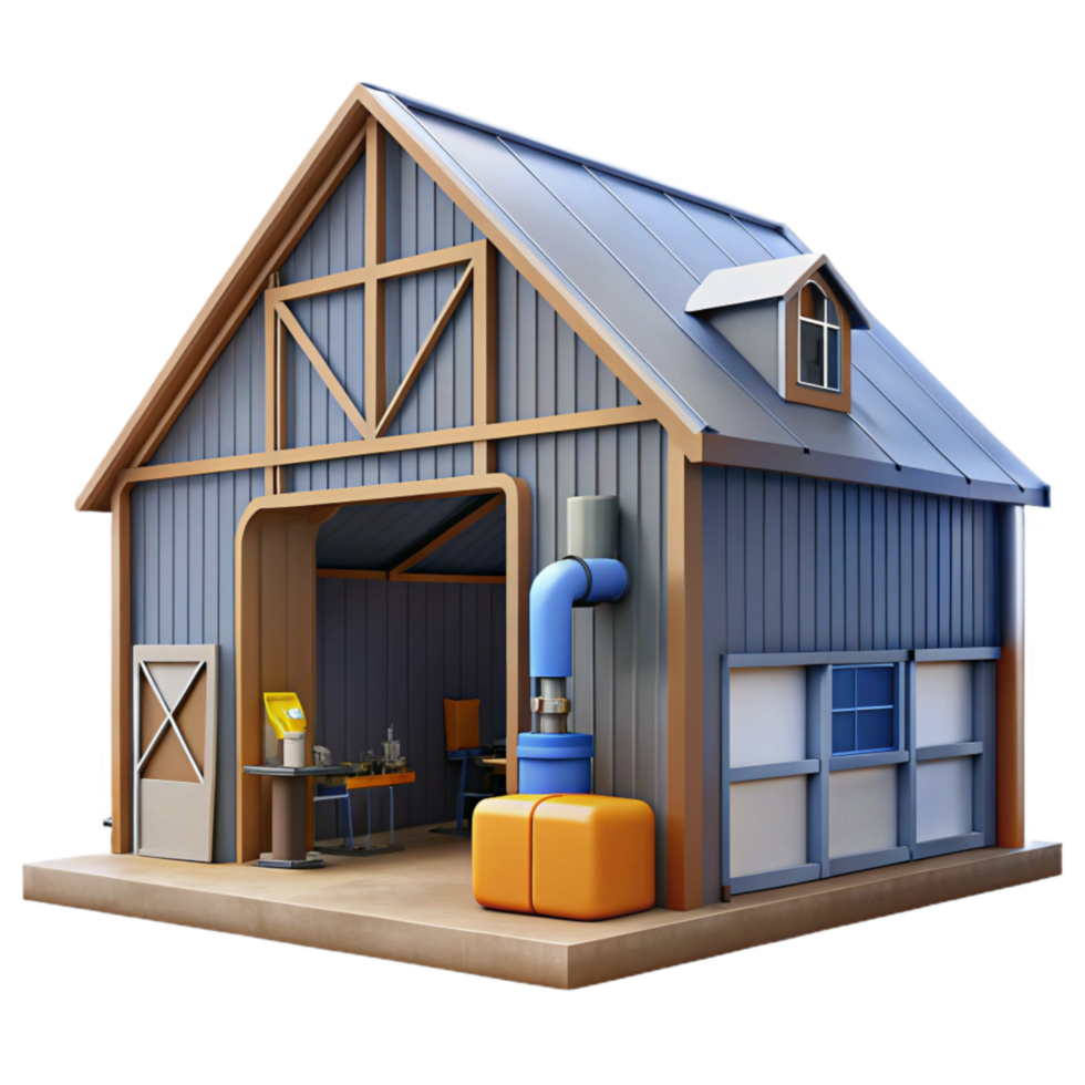 beautiful abstract Modern Barn Interior with Cows Isolated professional png