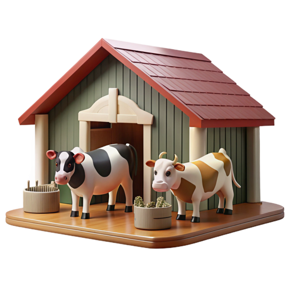 extraordinary contemporary Modern Barn Interior with Cows Isolated png