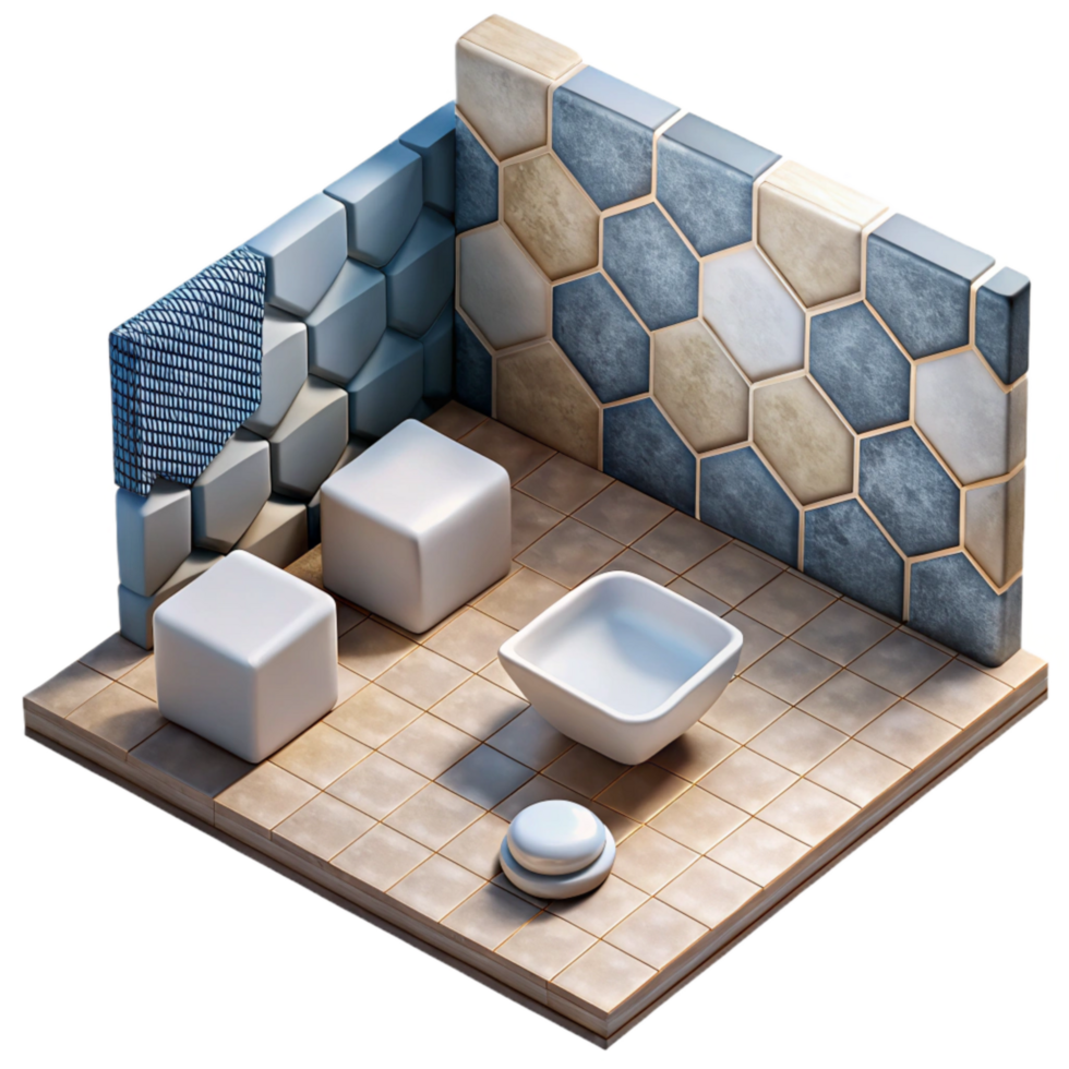 extraordinary classic Modern Bathroom Tiles Geometric Pattern Transparent Background professional png