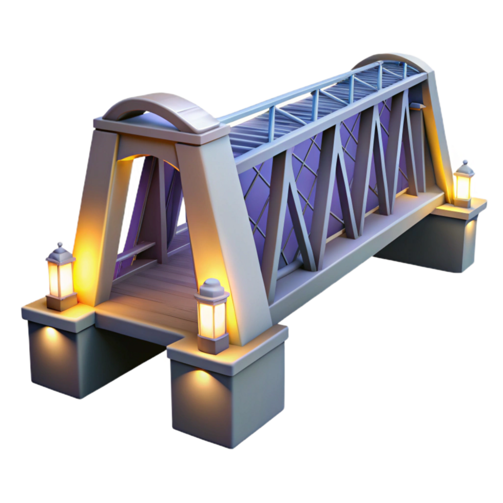 vibrant minimalist Modern Bridge at Night Cutout Element high resolution png