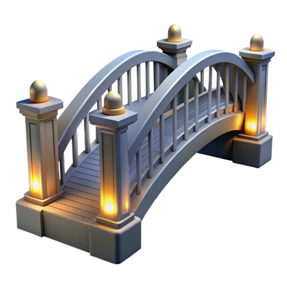beautiful classic Modern Bridge at Night Cutout Element high quality png