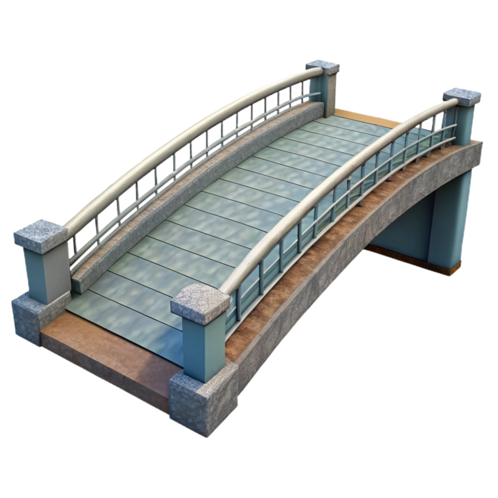 serene rustic Modern Bridge with Pedestrian Walkway Transparent Background premium png