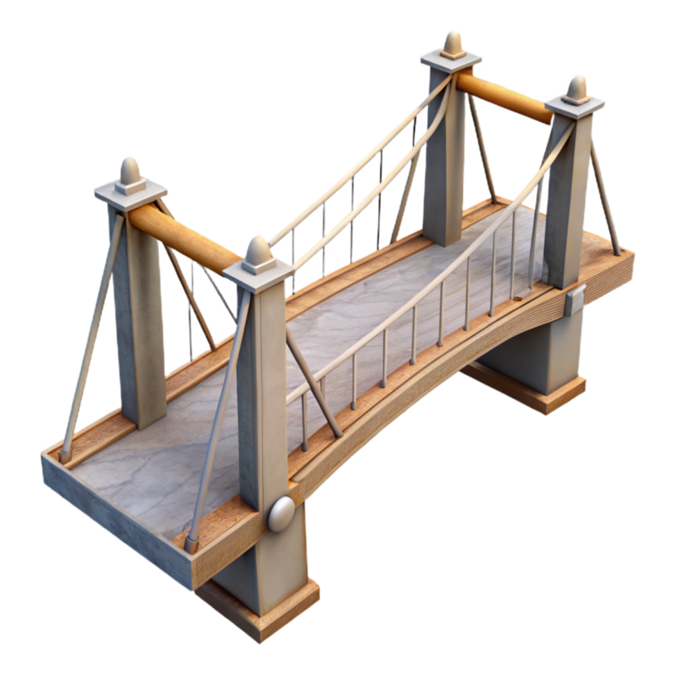dramatic artistic Modern Bridge with Suspension Design Transparent Background genuine png