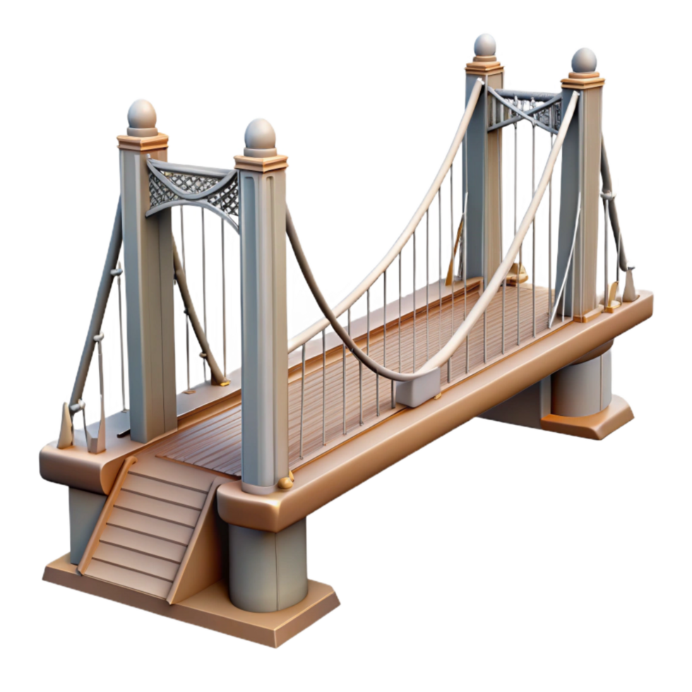 extraordinary creative Modern Bridge with Suspension Design Transparent Background high quality png