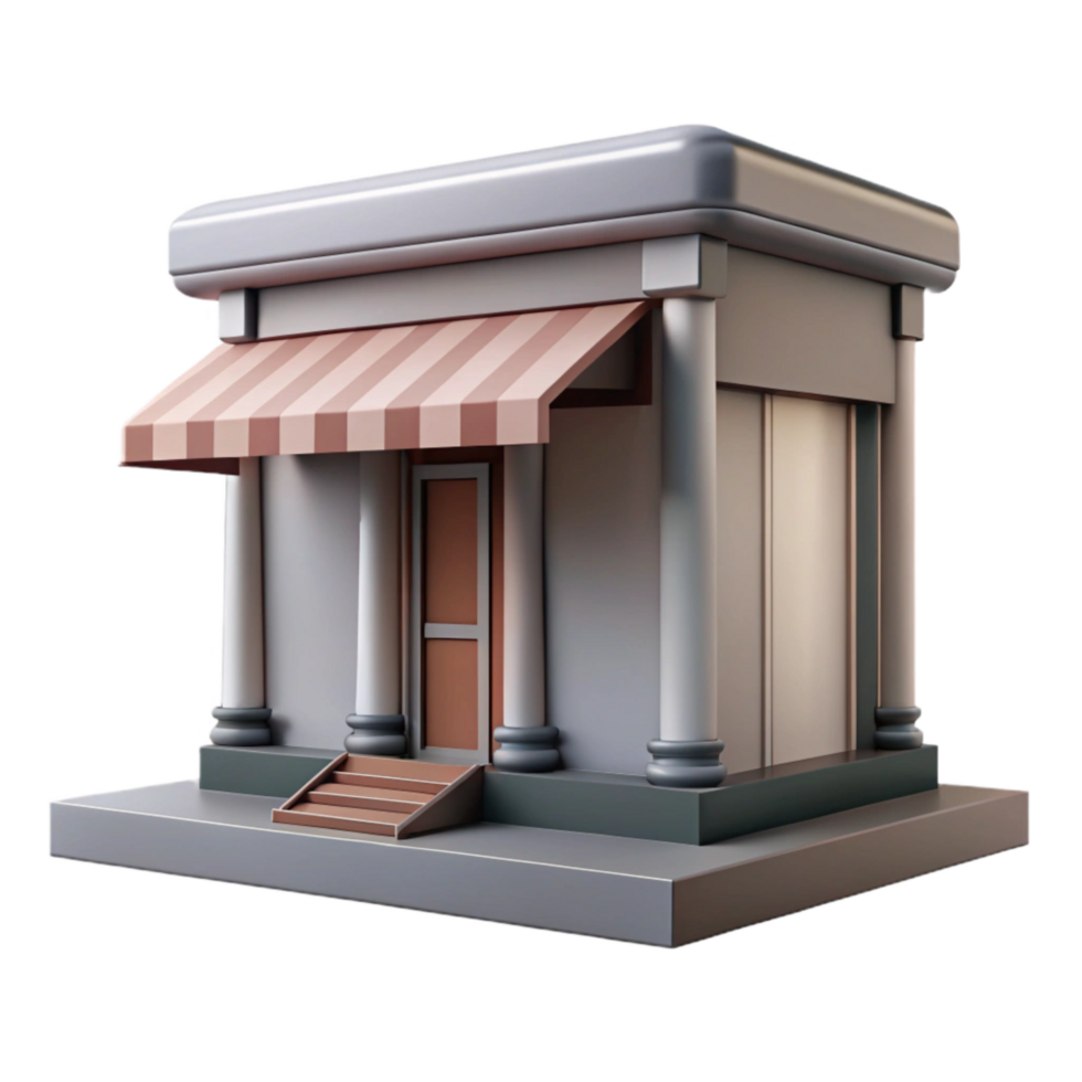 dramatic minimalist Modern Building Entrance Awning Side View Isolated detailed png