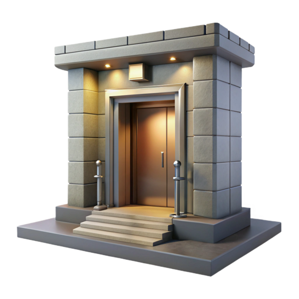 serene abstract Modern Building Entrance Doorway Front View Isolated png