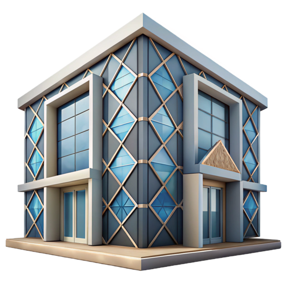 serene creative Modern Building Facade Geometric Pattern Cutout high quality png