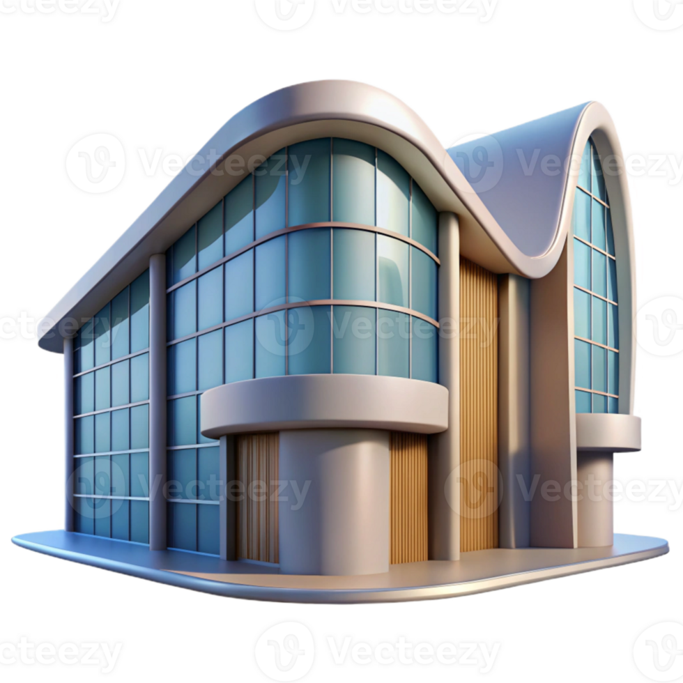 wonderful creative Modern Building with Curved Facade Isolated high resolution png
