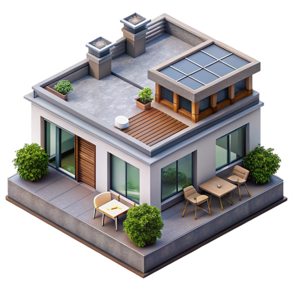 extraordinary abstract Modern Building Rooftop Terrace Top View Isolated exclusive png