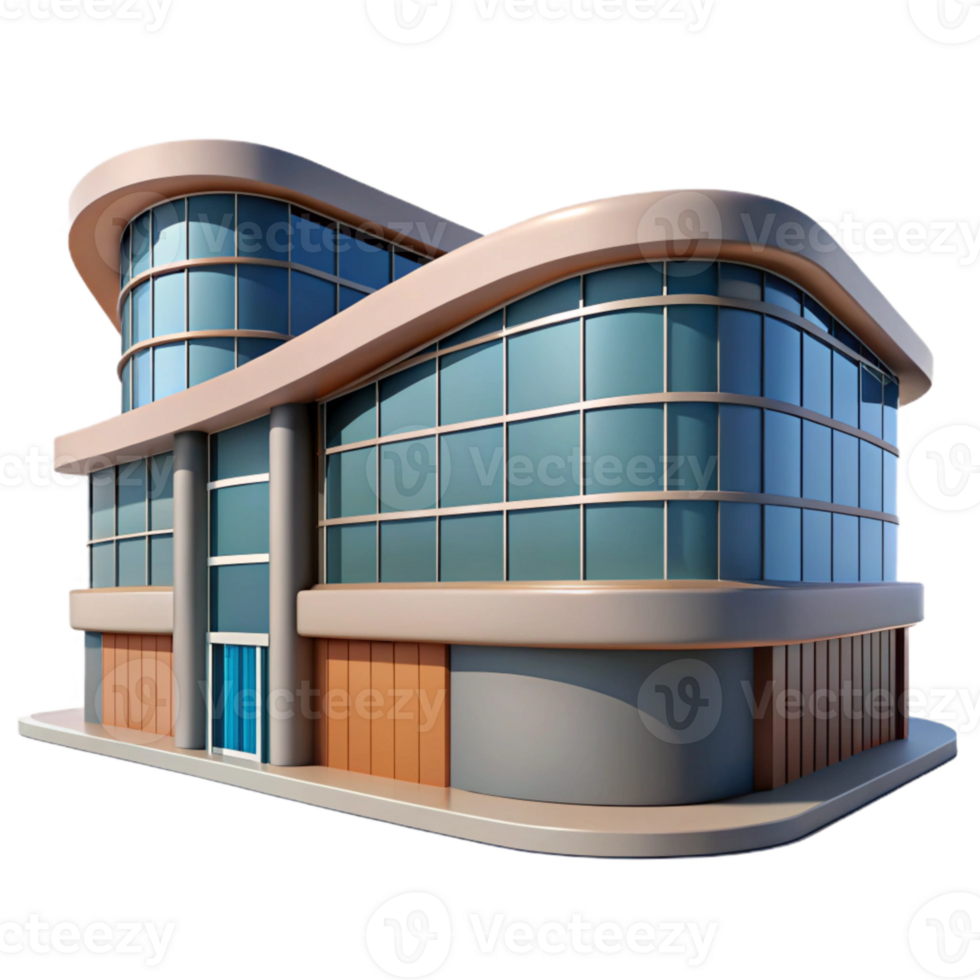 vibrant modern Modern Building with Curved Facade Isolated png