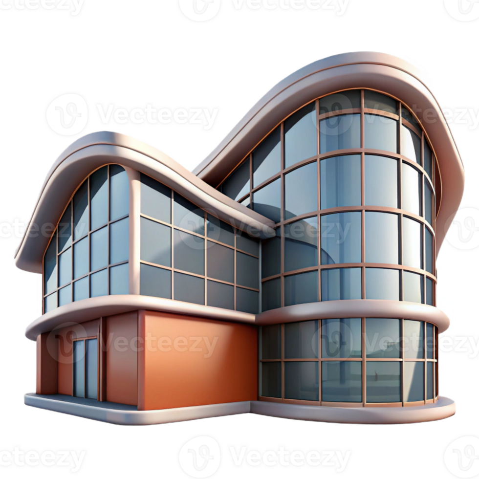 serene artistic Modern Building with Curved Facade Isolated png