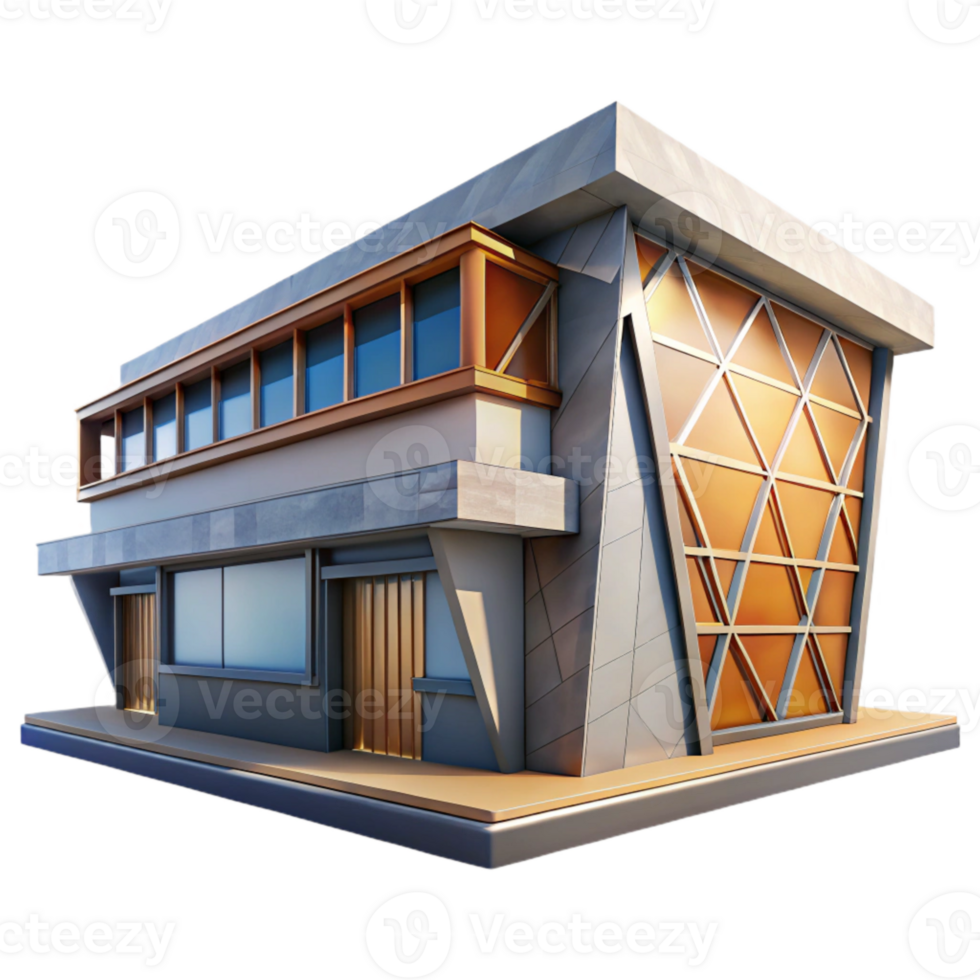 serene contemporary Modern Building with Geometric Design Isolated professional png