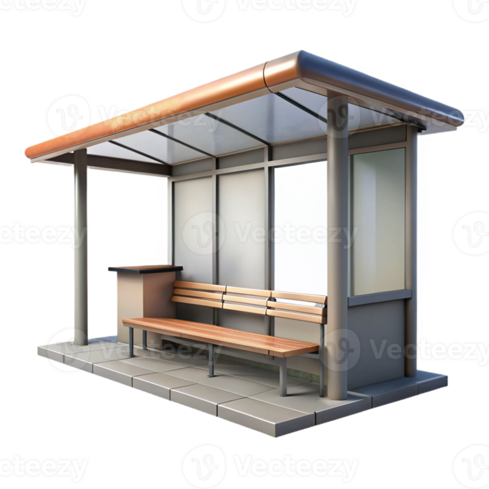 beautiful artistic Modern Bus Stop Shelter Side View Cutout genuine png